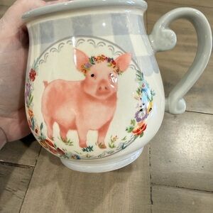 The Pioneer Woman Cream Floral Gingham Stoneware Mug